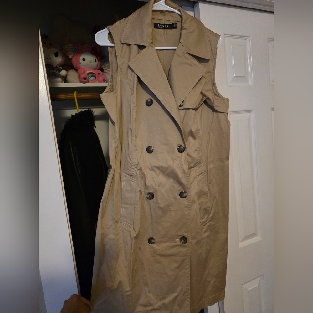 Ralph Lauren Tan Sleeveless Trench Coat